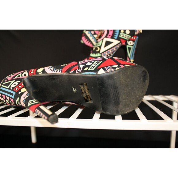 AMI CLUBWEAR PLATFORM STILETTOES HEELS BLACK MULTI-COLOR SIZE 7.5 - Picture 7 of 9